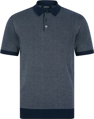 Kensington Eastside Mens Ings Textured Birds-Eye Weave Knitted Cotton Polo Shirt