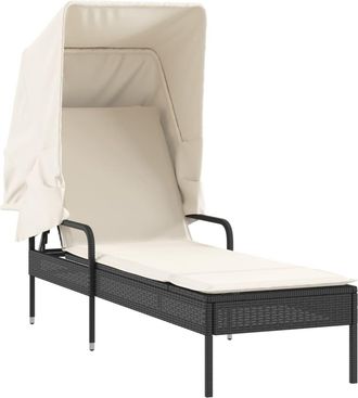 vidaXL Vidaxl - Lettino Prendisole Con Baldacchino Nero In Polyrattan