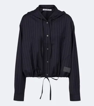 Acne Studios Pinstripe hooded wool jacket