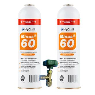OEM Pack 2 Minus 60 350g Sustituto Org&aacute;nico R410a R32 Incluye Llave De Servicio Gas Ecol&oacute;gico Para Climatizaci&oacute;n