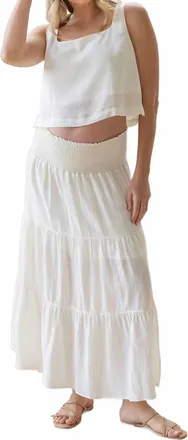 Angel Maternity Luana Maternity Cropped Tank Top In White