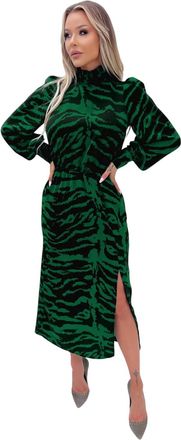AX PARIS Midi-jurk met hoge halslijn van polyester voor dames (Groen)