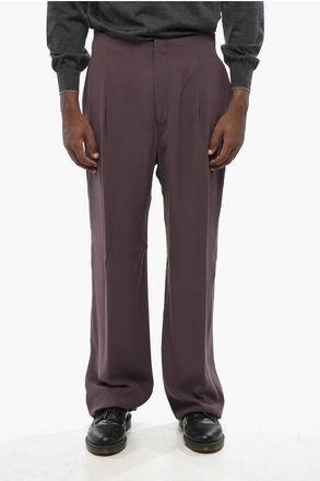 Saint Laurent Single Pleated Silk Wide Leg Pants size 50