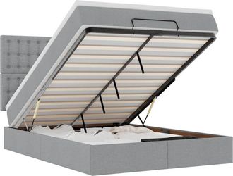 vidaXL Vidaxl - Estructura Cama Otomana Colch&oacute;n Tela Gris Claro 140x200cm