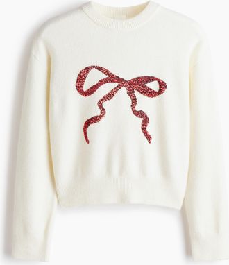 H&M Pullover mit Paillettenmotiv - Beige