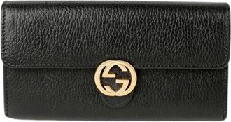 Gucci Pre-owned Wallets, female, Black, Size: ONE SIZE Pre-owned Interlocking Long Wallet