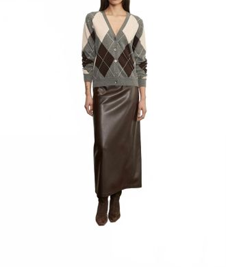 Enza Costa Knit Cashmere Argyle Cardigan