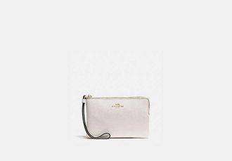 Coach Womens Corner Zip Wristlet in White | Split Leather