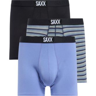 Saxx Assorted 3-Pack Vibe Super Soft Slim Fit Boxer Briefs in Navy White Stripe/blue/black at Nordstrom Rack, Size Xx-Large