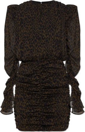 Rotate Jurk met lange mouwen - Dames - Korte kleedjes - Bruin - XS - Leer - Kleedjes