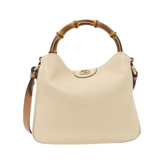 Gucci Pre-owned Diana Leren Schoudertas - Dames - Pre-owned - Beige - Maat: ONE Size Leer