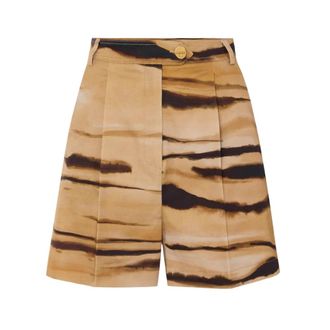 Elisabetta Franchi Short Shorts, female, Brown, Size: XL Drill Tiger Print Shorts