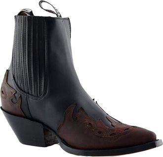 Grinders Arizona Lo Black and Burgundy Unisex Leather Biker Cuban Heel Cowboy Boots 8