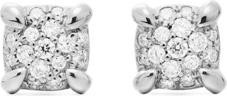 David Yurman Orecchini a bottone Petite Châtelaine in oro bianco 18kt con pavé di diamanti (5mm) - Argento