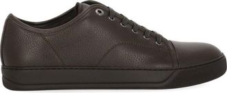 Lanvin Brown Textured Leather Low-Top Sneakers