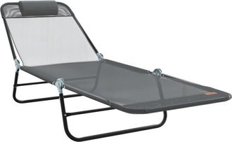 vidaXL Vidaxl - Folding Sun Lounger Folding Grey 182 x 55 x 85.5cm Textilene