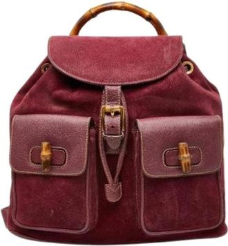 Gucci Pre-owned Backpacks, female, Purple, Size: ONE SIZE Pre-owned Vintage Suede Backpack