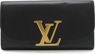 Louis Vuitton Parnassea Black Noir Leather Long Wallet (Bi-Fold) (Pre-Owned)