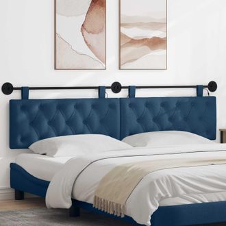 vidaXL Vidaxl Testiera Sospesa Con Luce Led Blu Tessuto