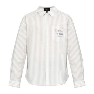 Represent Pinstripe Shirt - Heren - Casual Overhemden - Wit - XL - Katoen - Overhemden
