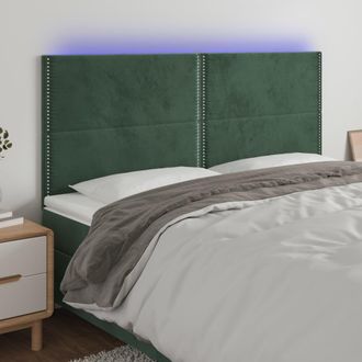 vidaXL Vidaxl - Cabecero Con Luces Led Terciopelo Verde Oscuro 180x5x118/128 Cm