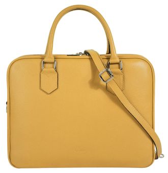 Cluty Aktentasche CLUTY, Damen, Gr. B/H/T: 35cm x 28cm x 13cm onesize, gelb, Leder, leicht gl&auml;nzend, unifarben, Taschen Aktentasche, echt Leder, Made in Ita