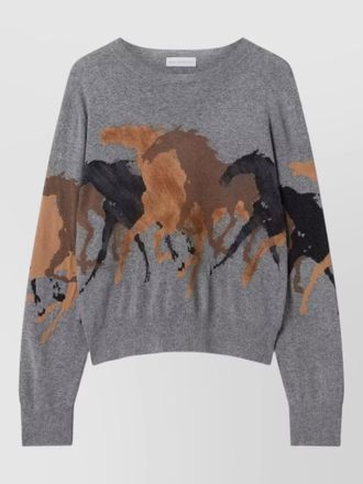 Stella McCartney crew neck jumper horse motif wool
