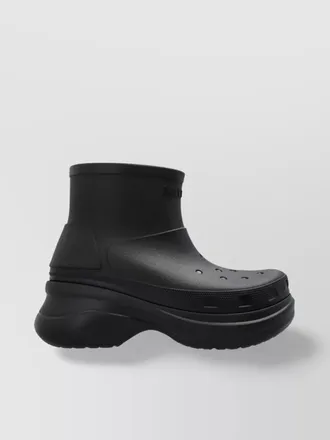 Balenciaga chunky platform ankle boots with perforated detailing