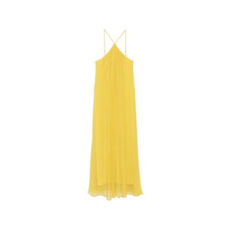 Staud Dasha Pleated Halterneck Maxi Dress