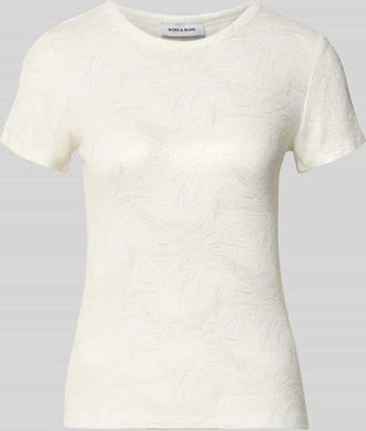 More & More More & More T-Shirt aus Viskose-Elasthan-Mix im Allover-Look in Offwhite, Gr&ouml;&szlig;e 34
