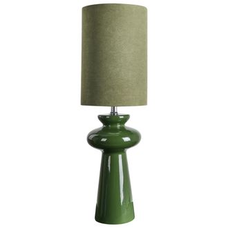 Beliani L&aacute;mpara De Mesita De Noche Moderna Con Pantalla De Gamuza Sint&eacute;tica Base De Cer&aacute;mica De Forma Irregular Verde Oteros