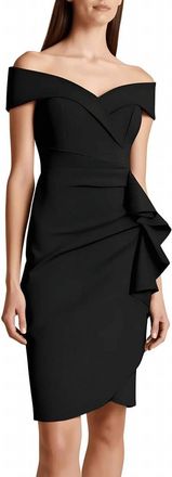 Xscape Ruffled Satin Party Cocktail Dress In Black