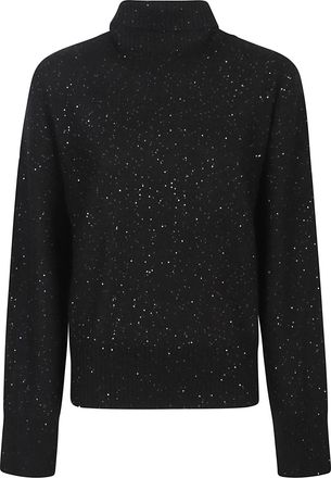 Fabiana Filippi Black Turtleneck Wool-Blend Textured Sweater