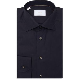 Eton Contemporary Fit Cotton Dress Shirt in Black at Nordstrom Rack, Size 15.5
