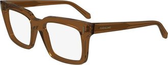 Ferragamo Eyeglasses Square Full Rim, Transparent Brown Frame And Clear Demo Lens Lens Sf2993232