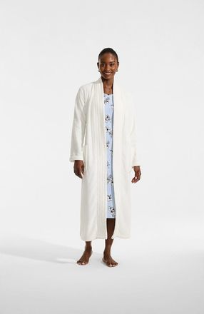 Lands End Cozy Plush Long Wrap Robe in Ivory at Nordstrom, Size X-Large
