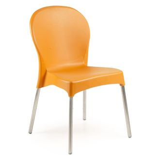 Dmora Silla De Exterior Linder, Una Silla Apilable Hecha En Italia, Soporta 120 Kg, Naranja