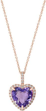 Effy 14K Rose Gold Diamond & Pink Amethyst Heart Pendant in 14K Gold at Nordstrom