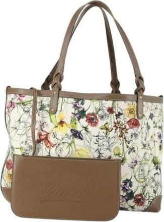 Gucci Pre-owned Tote Bags, female, Multicolor, Size: ONE SIZE Pre-owned Vintage Canvas Tote Bag