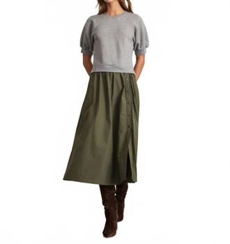 Tanya Taylor Shayna Dress In Heather Gray / Army Green