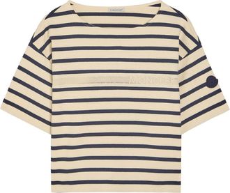 Moncler Striped Cotton T-shirt - Beige - XS (UK 8 / XS)