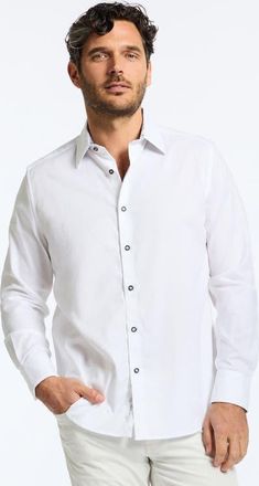 Robert Graham Odyssey Classic Fit Jacquard Long Sleeve Stretch Cotton Button-Up Shirt in White at Nordstrom, Size Medium