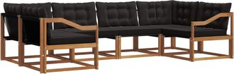 vidaXL Conjunto De Sof&aacute;s De Exterior 6 Uds. Natural Y Negro Vidaxl