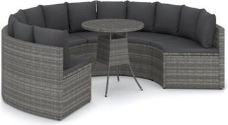 vidaXL Set De Sof&aacute;s De Jard&iacute;n 7 Piezas Y Cojines Rat&aacute;n Sint&eacute;tico Gris Vidaxl