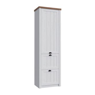 Petits Meubles Armario 1 puerta 2 cajones paneles laminados blanco y madera