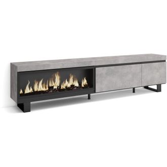 Skraut Home Skraut Home - Mobile tv Soggiorno, Ampio spazio a disposizione, 237x57x35 cm, tv di grande formato, Camino elettrico xxl, Design industriale, Stile