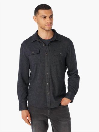 Fair Harbor Dunewood Flannel Button-Up Shirt In Black Twill