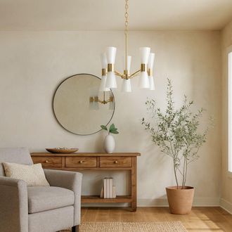 Pagazzi Herrera 10 Light Gold Pendant Ceiling Light in White