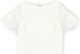 Motivi Blouse met trekkoordmouwen - Dames - Blouses - Wit - S - Katoen - Overhemden