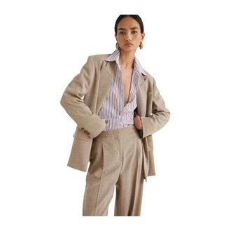 Marella Blazers, female, Beige, Size: L Gorizia Double-Breasted Jacket